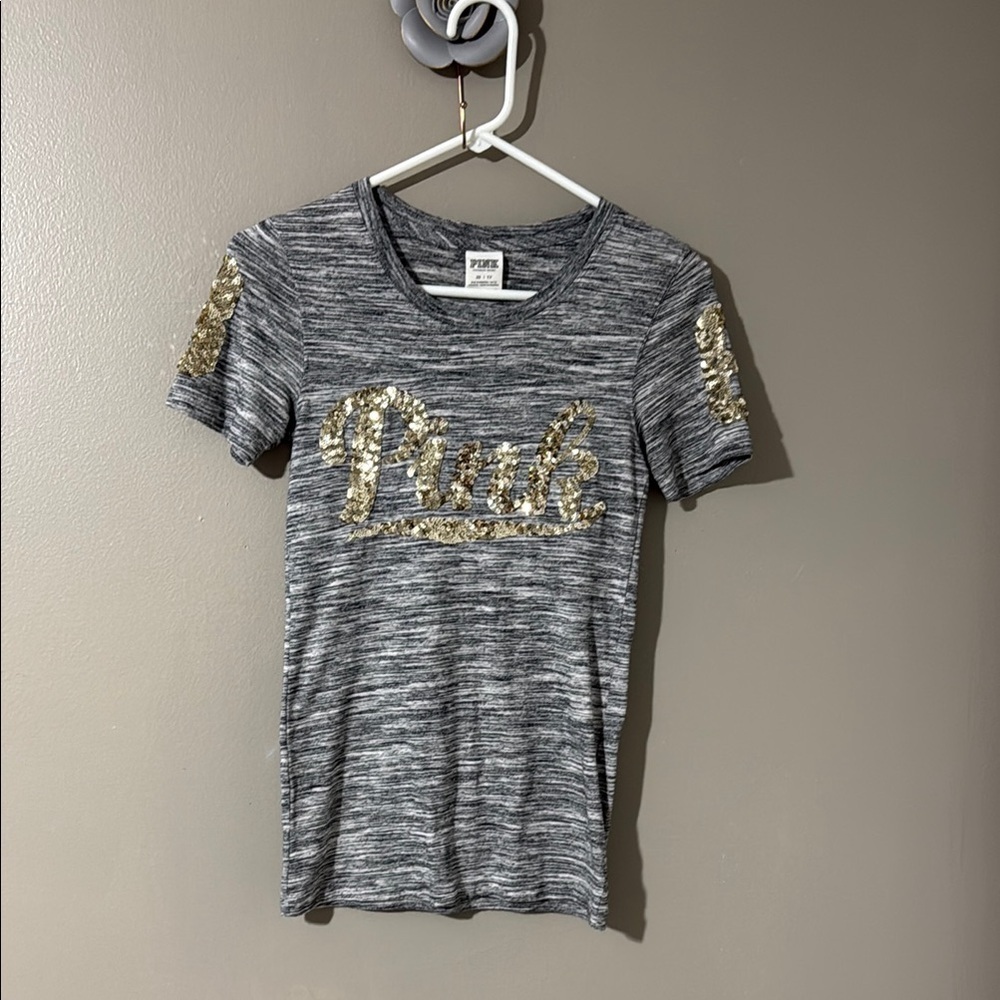 Victoria's Secret Gray Tee with Gold Accents